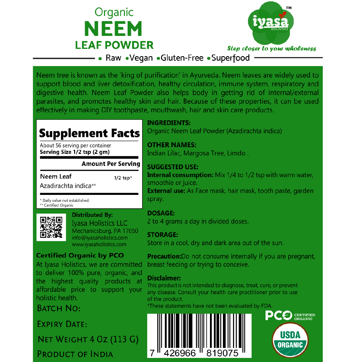 Iyasa Neem Back 4 oz