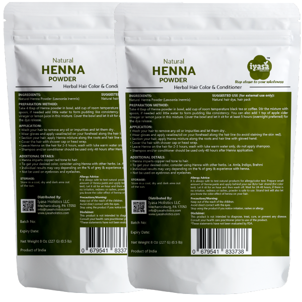 Iyasa Holistics Natural Henna 16 oz back